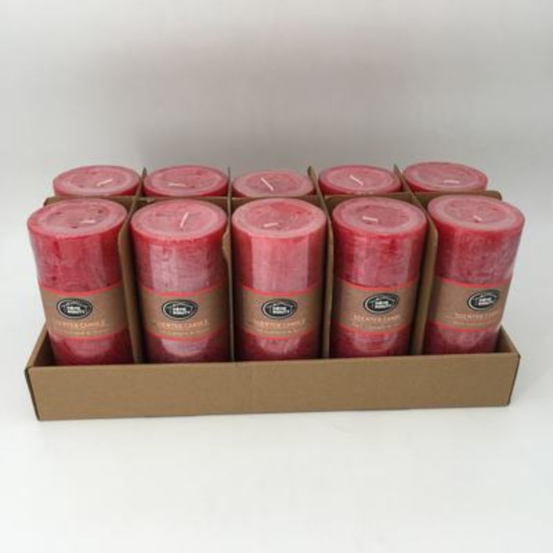 Scented Candle - Rustic Red 7 x 15cm (Set of 10)