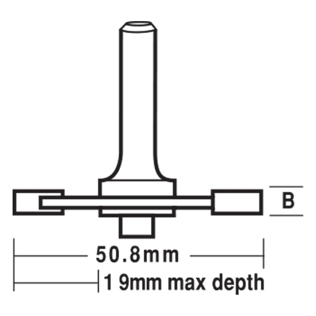 CARBITOOL slotting cutter assembly with 2 flutes, 50.8mm width, 4.8mm flute length, ideal for precise woodworking tasks.