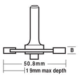 CARBITOOL slotting cutter assembly with 2 flutes, 50.8mm width, 4.8mm flute length, ideal for precise woodworking tasks.