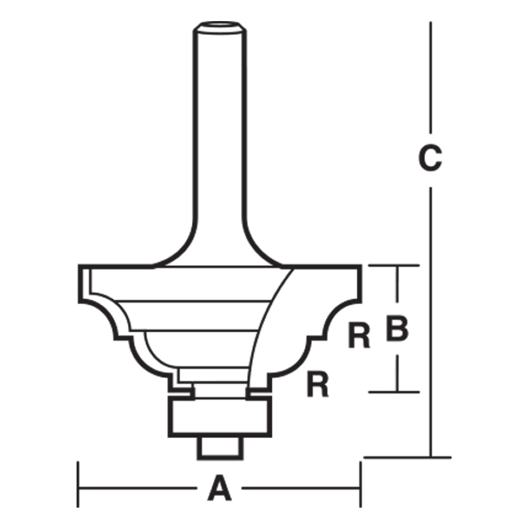 CARBITOOL Classical Bit with Ball Bearing Guide - 2 Flute - Carbide Tipped (35mm x R4.8mm)