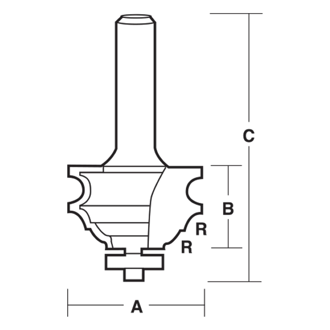 CARBITOOL Classical Combination Bit with ball bearing guide, 42mm width, 2-flute carbide design for precise woodworking.