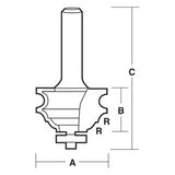 CARBITOOL Classical Combination Bit with ball bearing guide, 42mm width, 2-flute carbide design for precise woodworking.