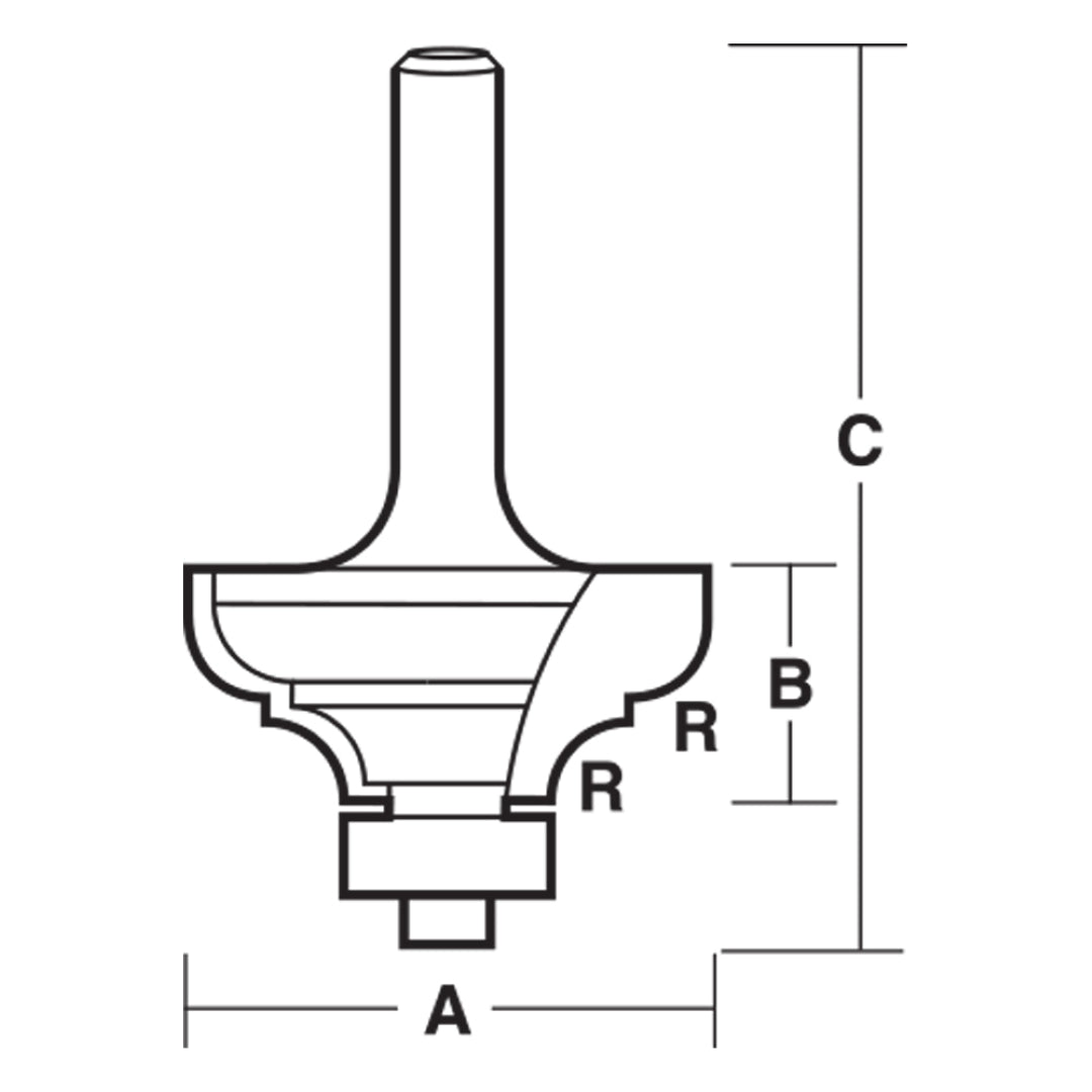 CARBITOOL Provincial Bit with ball bearing guide, 2-flute carbide-tipped, perfect for decorative edge moulding and detailed designs.