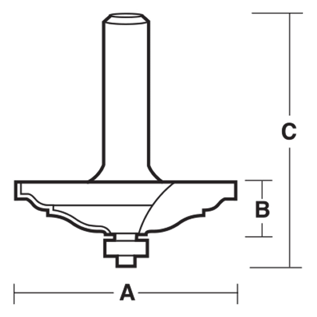 CARBITOOL Edge & Draw Face Bit with ball bearing guide, 66mm cutting width, carbide-tipped for smooth woodworking cuts.