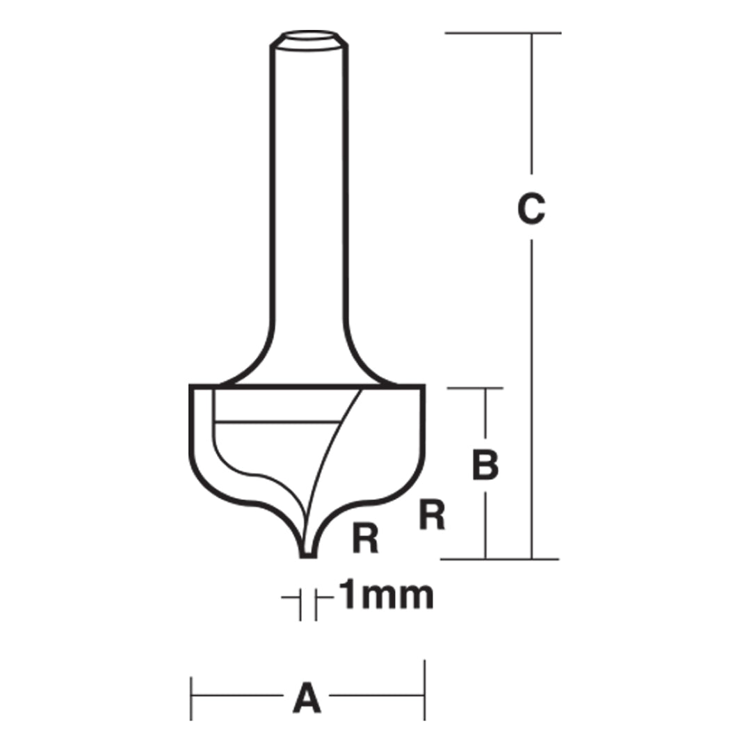 CARBITOOL Ogee Bit Fine Point, 2-flute carbide-tipped router bit for precise Ogee grooves and intricate detailing.