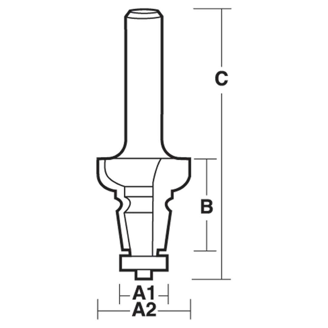 CARBITOOL Face Moulding Bit with Ball Bearing Guide - 2 Flute - Carbide Tipped (31.8mm x 33mm)