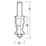 CARBITOOL Face Moulding Bit with Ball Bearing Guide - 2 Flute - Carbide Tipped (28.6mm x 57.1mm)