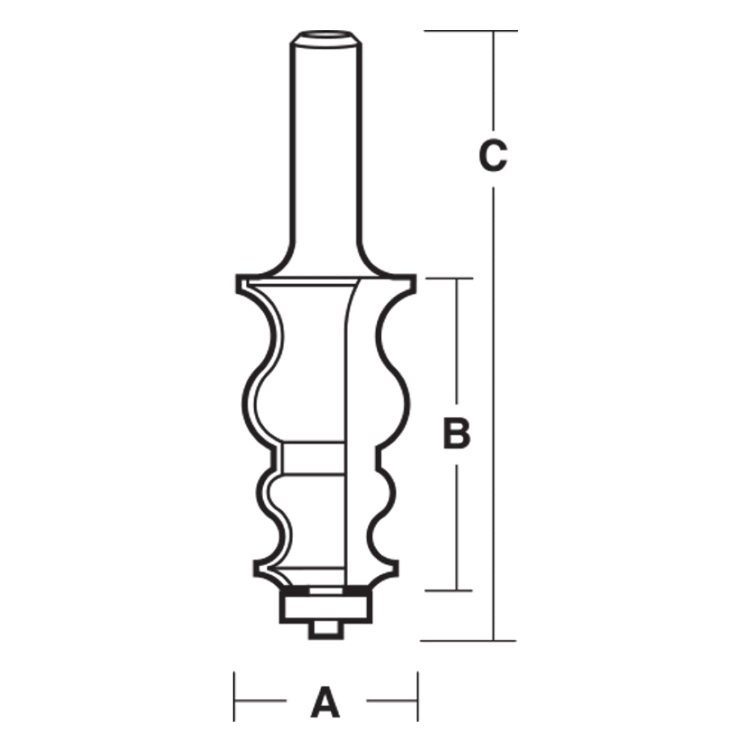 CARBITOOL Face Moulding Bit with Ball Bearing Guide - 2 Flute - Carbide Tipped (31.8mm x 57.1mm)