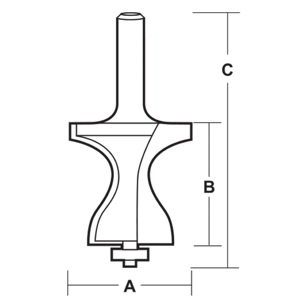 CARBITOOL Stair Handrail Bit with Ball Bearing Guide - 2 Flute - Carbide Tipped (50.8mm x 57.1mm)