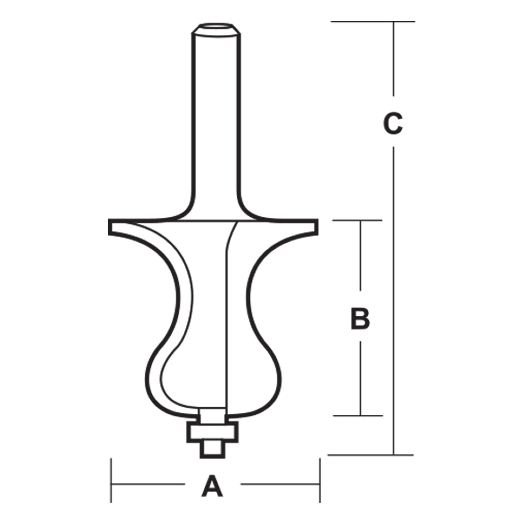 CARBITOOL Stair Handrail Bit with Ball Bearing Guide - 2 Flute - Carbide Tipped (54mm x 50.8mm)