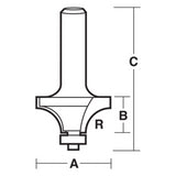 CARBITOOL Rounding Over Bit with Ball Bearing Guide - 2 Flute - Carbide Tipped (47.6mm x R16mm)