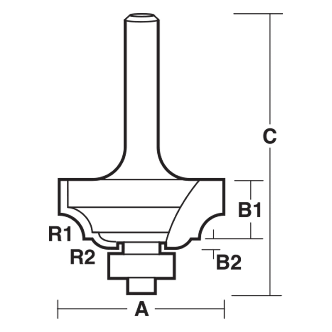 CARBITOOL Traditional Classical Bit, 2 flute, carbide tipped, ideal for panel doors and edge moulds, 23.5mm cutting width.