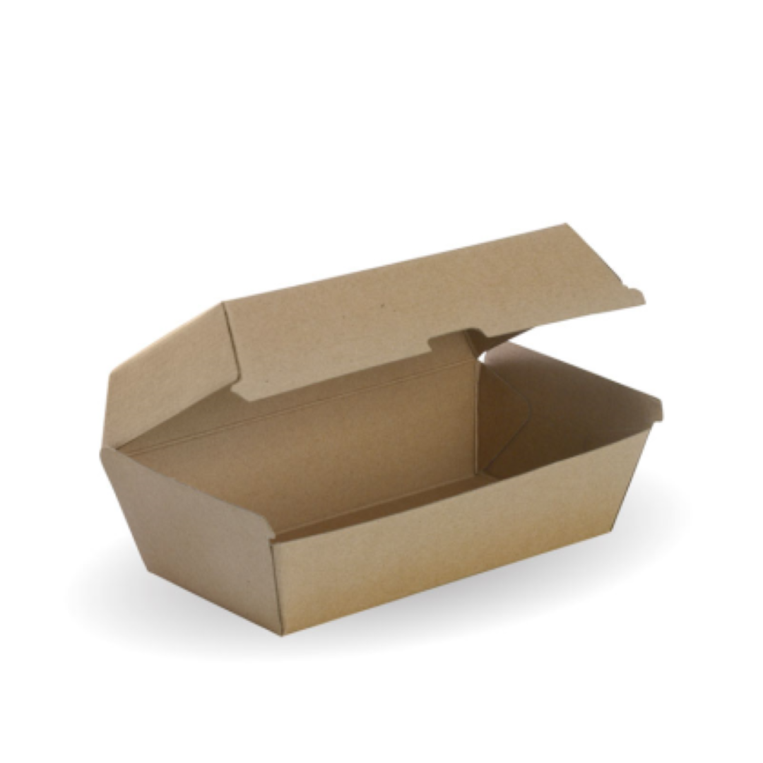 Box Snack Bioboard Regular Brown Unlined 175x90x84mm - Biopak (50PC)