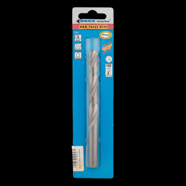 BENZ WERKZ 11.5mm HSS Twist Drill Bit for precise drilling in metal, wood, and plastic with 118-degree tip angle.