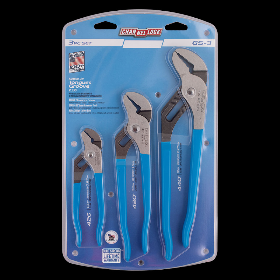 CHANNELLOCK Straight Jaw Tongue &amp; Groove Plier 3pc Set