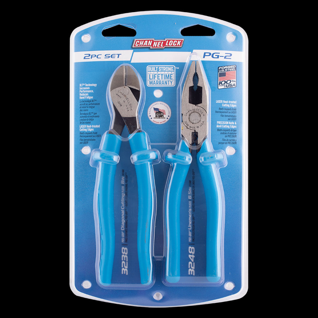 CHANNELLOCK Linesman and Diagonal Cutting Plier Set