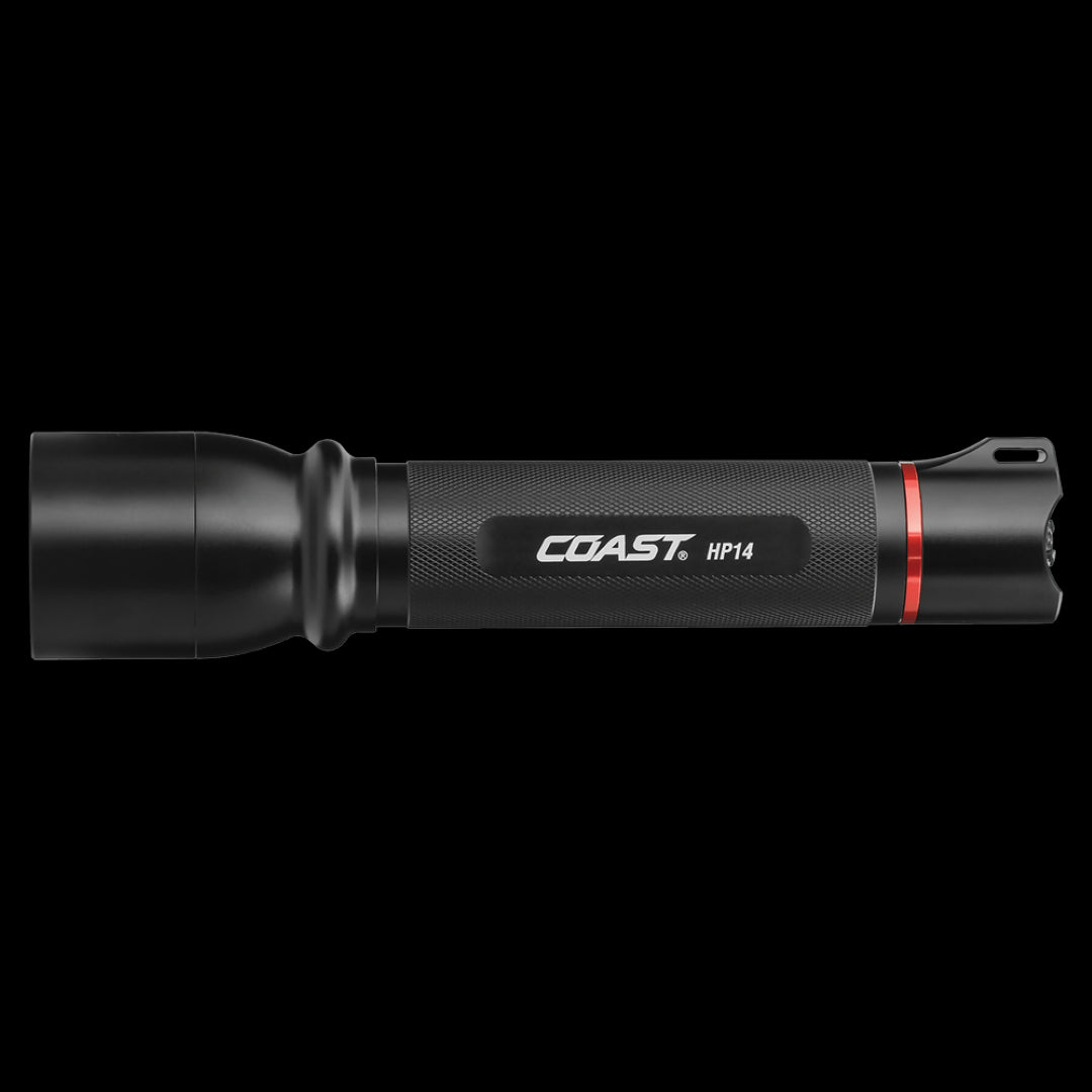 Powerful COAST 629lm Pure Beam Flashlight with adjustable focus, perfect for outdoor adventures and emergencies.