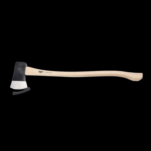 DRAPER 2kg Yankee Pattern Hickory Felling Axe with a durable forged steel head and hickory handle for efficient cutting.