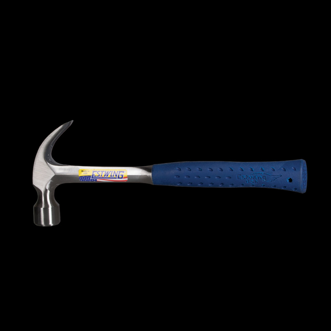 ESTWING 22oz Claw Hammer with solid steel construction and Shock Reduction Grip for comfortable, precise striking in construction projects.