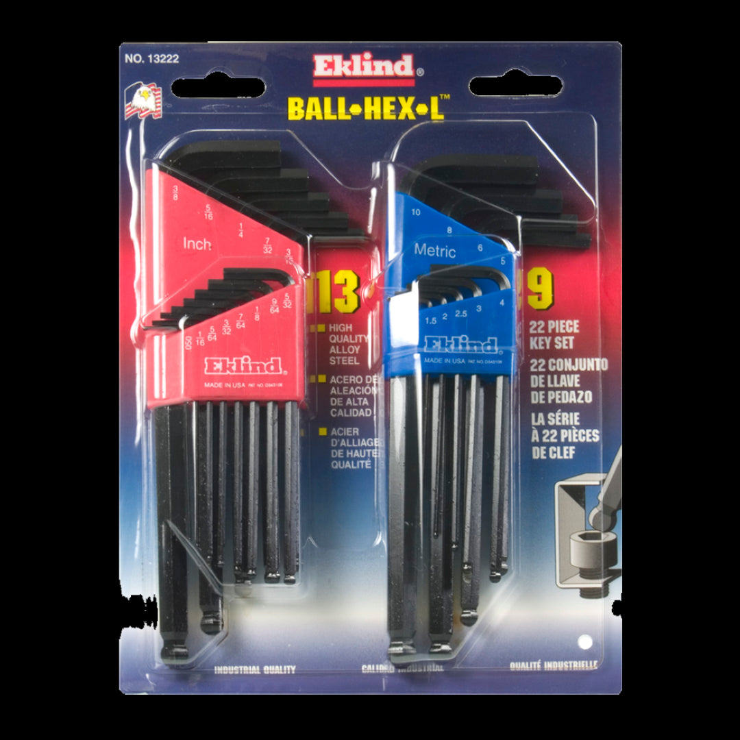 EKLIND Ball-Hex Key Metric and Imperial Combination Set - 22pc