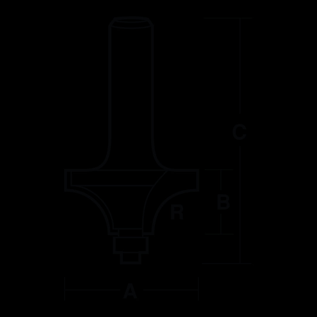 ECONOCUT Beading Bit with Ball Bearing Guide - 2 Flute - Carbide Tipped (28.5mm x R7.9mm)