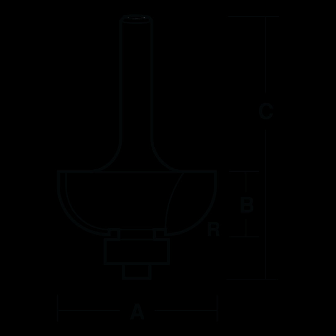 ECONOCUT Cove Bit with Ball Bearing Guide - 2 Flute - Carbide Tipped (28.5mm x R9.5mm)