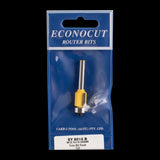 ECONOCUT Flush Trimming Bit with Ball Bearing Guide, 2-flute design for precise woodworking and smooth finishes.