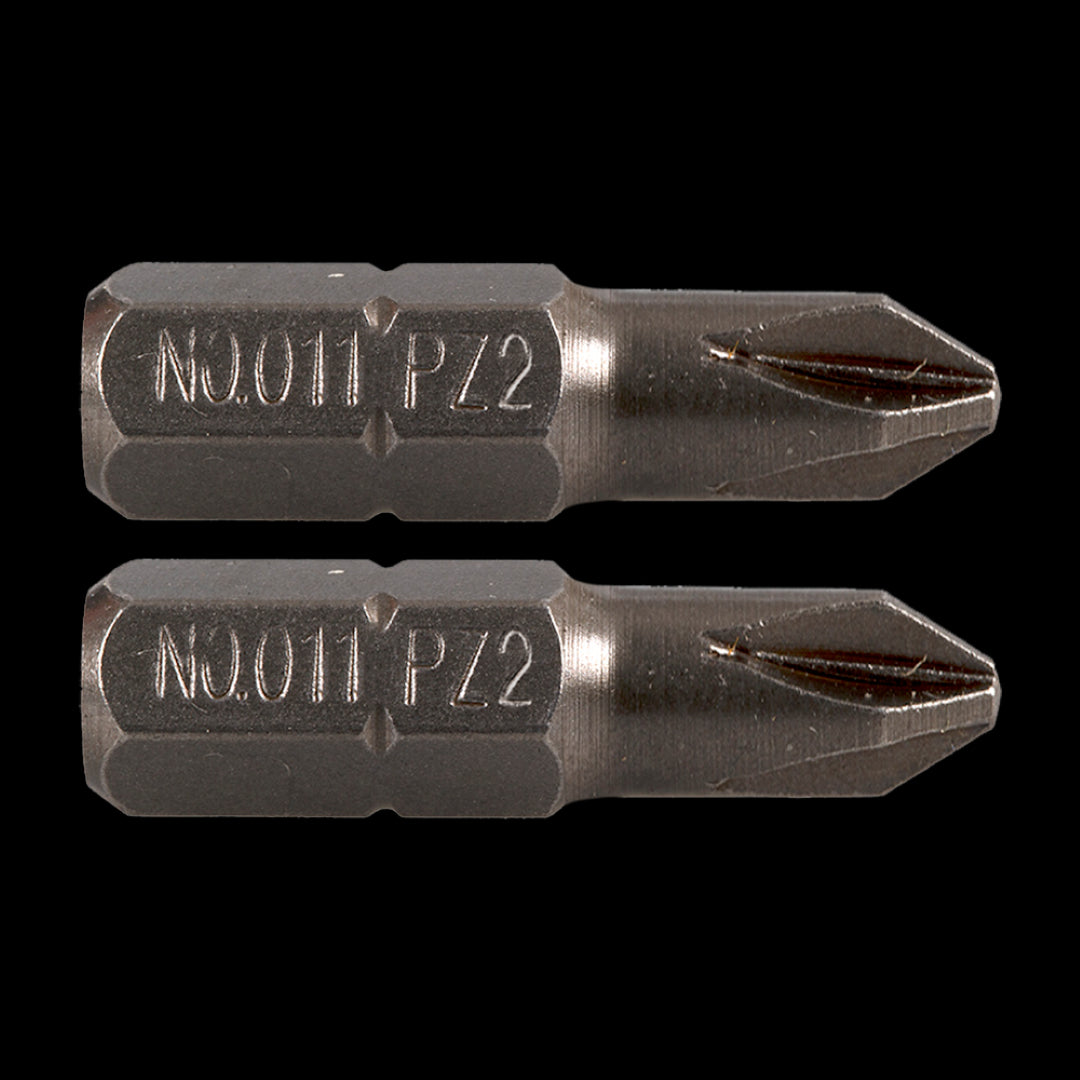 GFB No.2 Pozi Bit - 25mm for precision fastening, crafted for durability and enhanced grip in various applications.