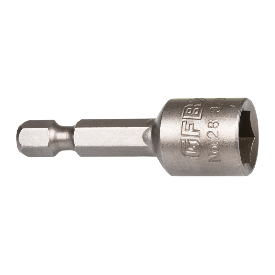 GFB 3/8" Magnetic Nutsetter - 42mm for precise fastening, featuring a robust magnetic tip and secure hex shank for drills.