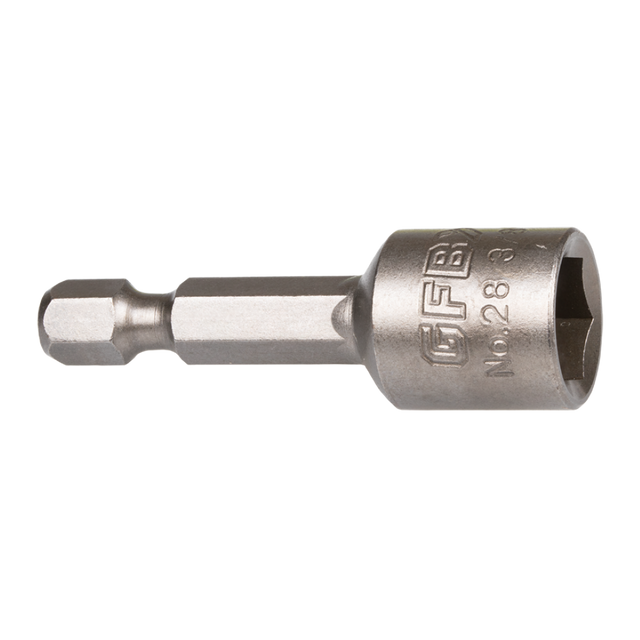 GFB 3/8" Magnetic Nutsetter - 42mm for precise fastening, featuring a robust magnetic tip and secure hex shank for drills.