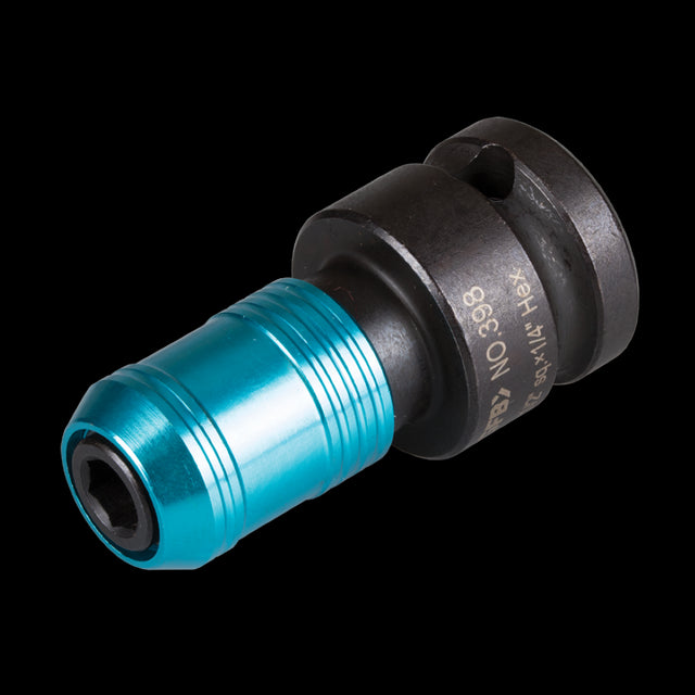 GFB 1/2" Drive Female Adaptor connects to 1/4" bits, featuring a quick-release for efficient tool changes.