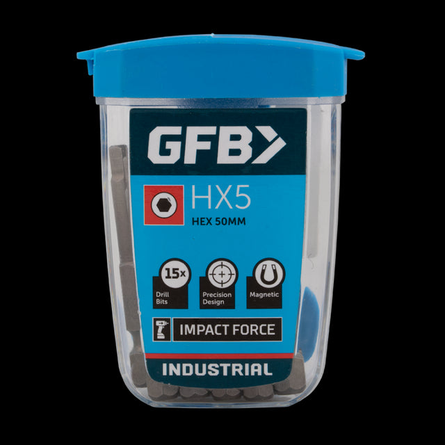 GFB 5mm Hex Bit pack featuring 15 durable, precision-engineered bits for automotive and aviation repairs.