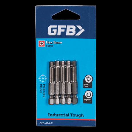 GFB 5mm Hex Drive Set with 50mm bits, perfect for precise fit on hex screws in various industries.