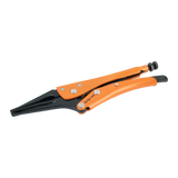 GRIP-ON 230mm Long Nose Locking Plier with slim jaws for tight spaces, ergonomic design, and corrosion-resistant finish.