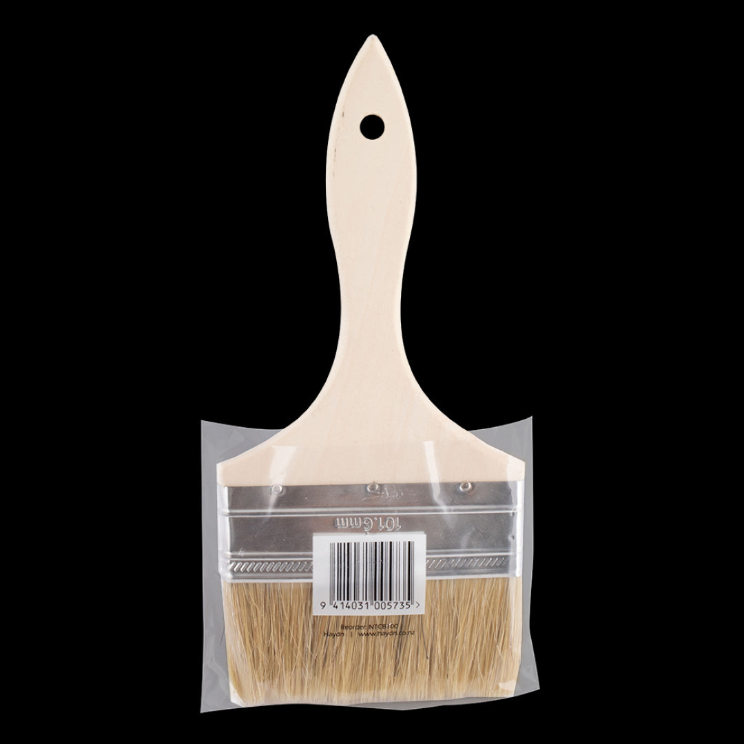 HAYDN 100mm Chip Brush for precision solvent applications, featuring a flat bristle design and ergonomic wooden handle.