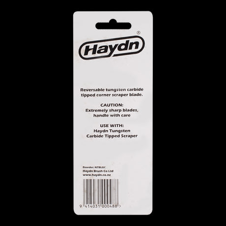 HAYDN 14mm Corner Scraper Blade with tungsten carbide tip for precision scraping in woodworking projects.