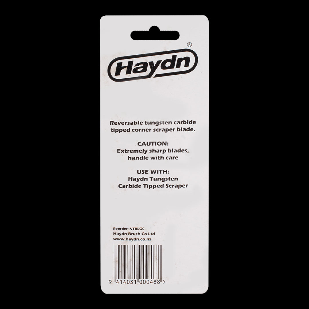 HAYDN 14mm Corner Scraper Blade with tungsten carbide tip for precise scraping in woodworking projects.