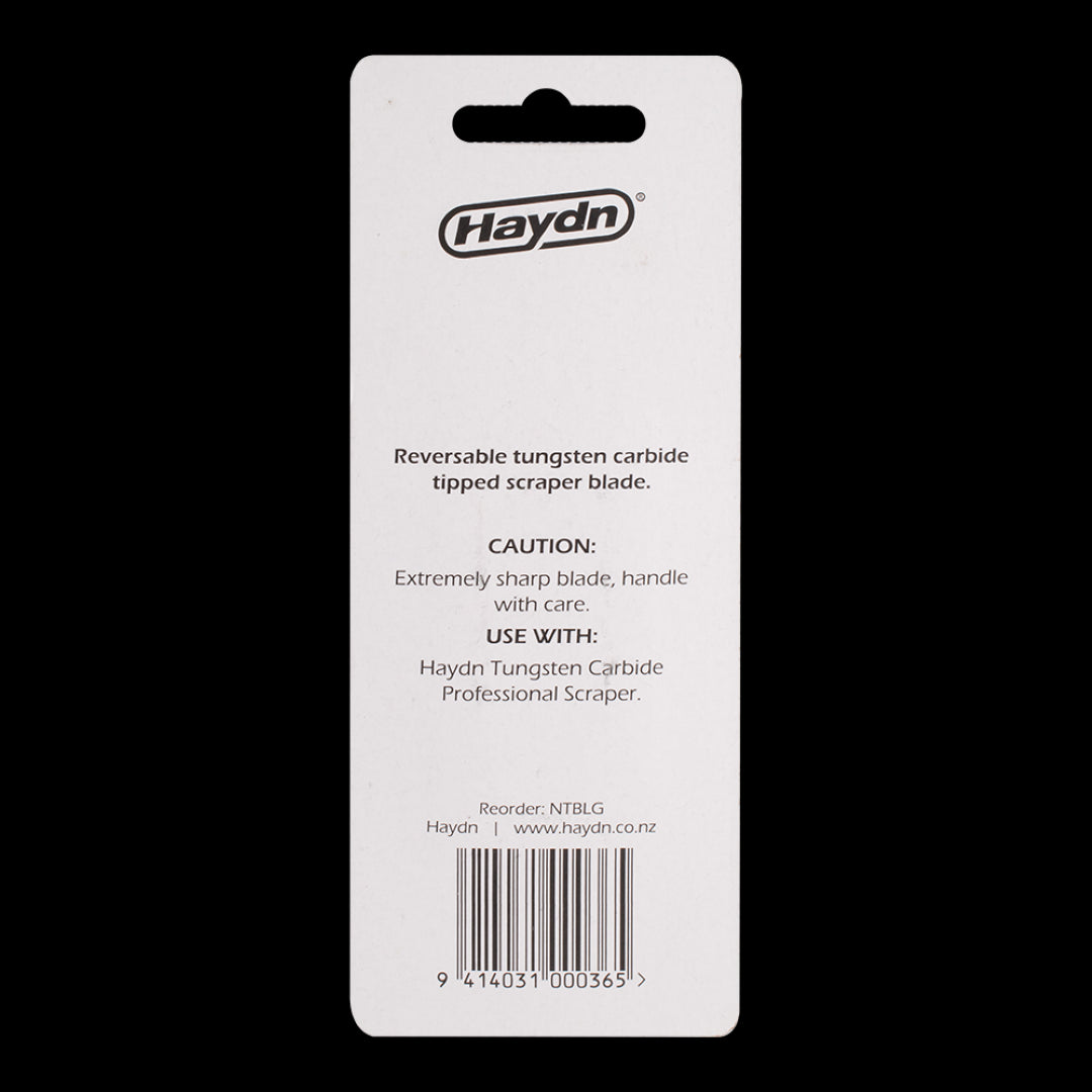 HAYDN 50mm Flat Scraper Blade featuring tungsten carbide tip for efficient surface preparation and renovation projects.