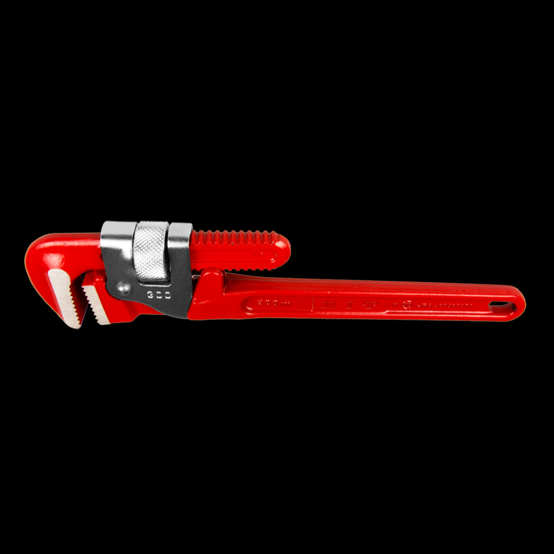 HIT 300mm Drop Forge Steel Pipe Wrench, durable forged steel with ergonomic grip and full-floating jaws for efficient plumbing tasks.