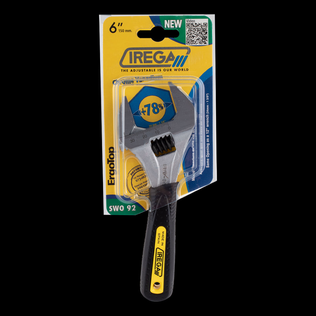 IREGA Super Wide Opening Adjustable Wrench with ErgoTop Grip (150mm x 34mm CAP)