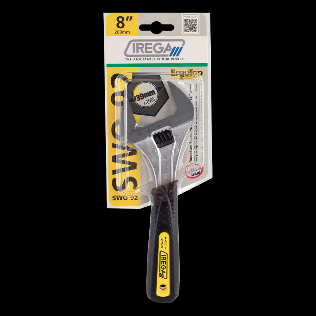 IREGA Super Wide Opening Adjustable Wrench with ErgoTop Grip (200mm x 39mm CAP)