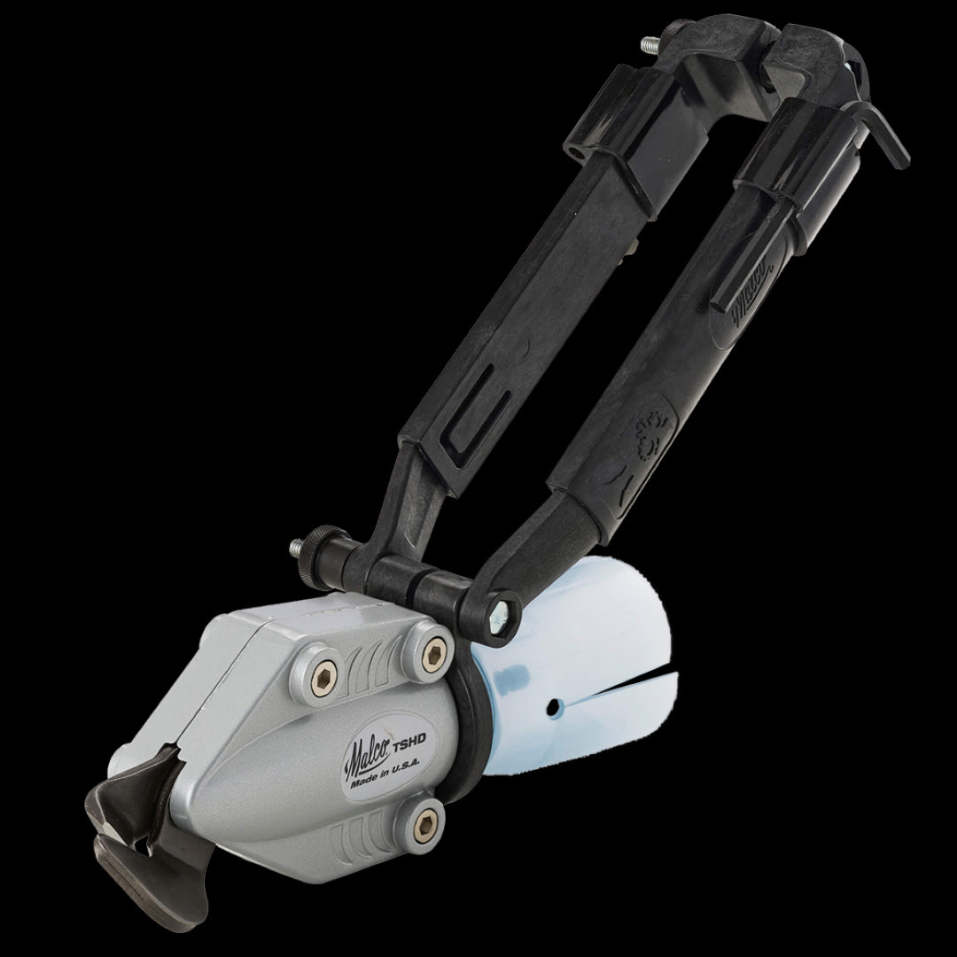 MALCO Turbo Shear Heavy Duty attachment for drills, enabling precise cuts in various metals with high-speed efficiency.