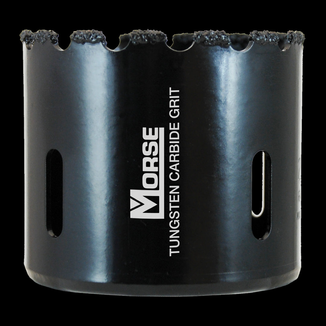 MORSE 70mm Tungsten Carbide Grit Holesaw for precise drilling in tough materials like ceramics and stone.