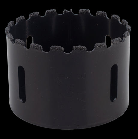 MORSE 83mm Tungsten Carbide Grit Holesaw designed for precision cutting through hard materials like ceramic and masonry.