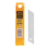 20-pack of OLFA 25mm snap-off blades for precise cutting in various materials, housed in a protective plastic case.
