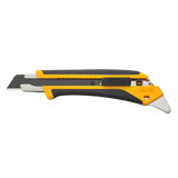 OLFA 18mm Comfort Grip Cutter with ergonomic handle, auto-lock feature, and built-in pick for precise cutting tasks.