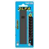 OLFA 18mm heavy-duty black snap-off blades in a 10-pack, ideal for precision cutting in various applications.
