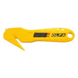 OLFA Stretch Wrap Cutter with beak-shaped guide for precise cuts and durable handle, perfect for efficient wrapping tasks.