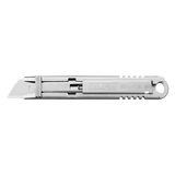 OLFA All Stainless Steel Self Retractable Knife featuring a safety blade mechanism, NSF approved for hygiene in various environments.