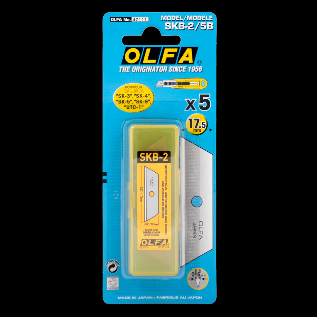 OLFA Safety Knife Blades 5 Pack - durable, sharp blades for precision cutting, housed in a safe storage case.